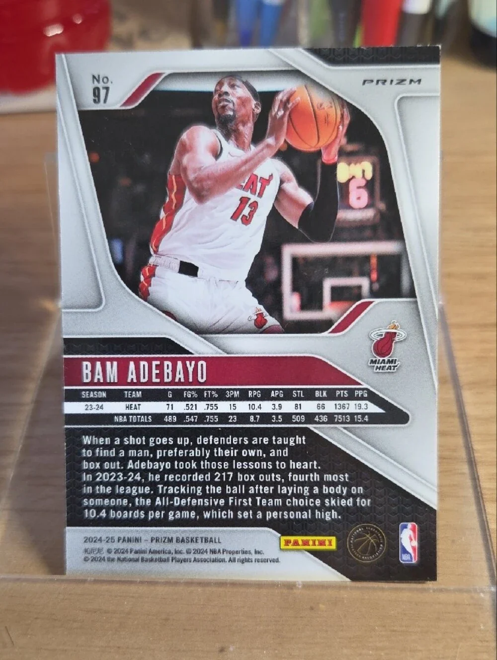 2025 Panini Prizm Orange Ice Miami Heat Bam Adebayo Trading Card